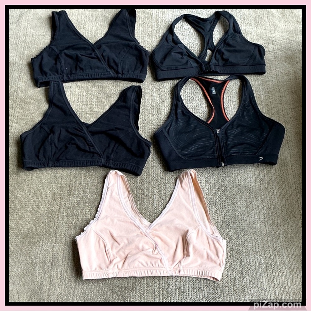 Women's Black and Pink Everyday & Sports Bra Bundle - Sz S & M